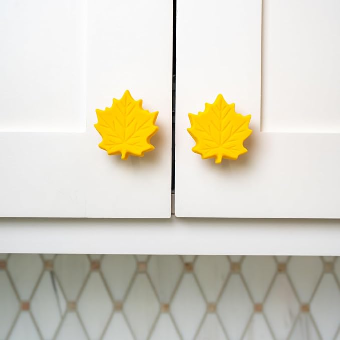 Knobēz: Decorative Knob Covers - Fall Leaf - 12pk - Stretch Over Hardware Decorations, Cozy Seasonal Autumn Colors, Kitchen-Bathroom-Dressers-Home