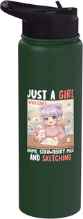 Just a Girl Who Loves Anime Strawberry Milk and Sketching Stainless Steel Insulated Water Bottle