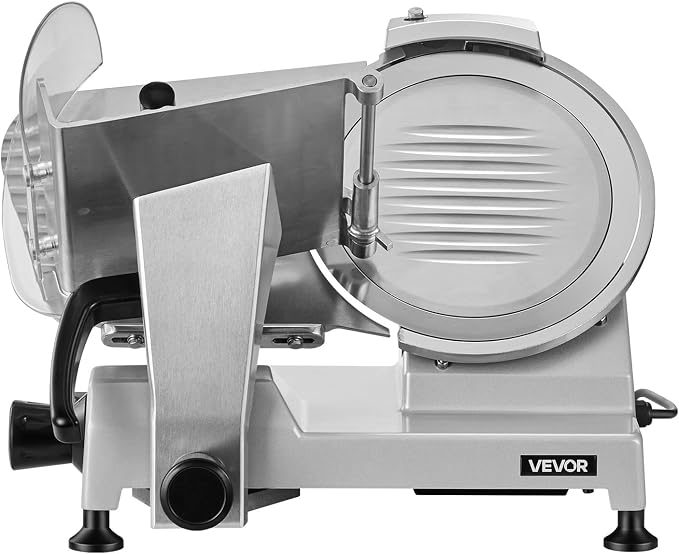 VEVOR Commercial Meat Slicer, 10 inch Electric Food Slicer, 240W Frozen Meat Deli Slicer, Premium Chromium-plated Steel Blade Semi-Auto Meat Slicer For Commercial and Home use | Commercial and Home Use, Premium Chromium-plated Steel Blade Semi-Auto Mac...