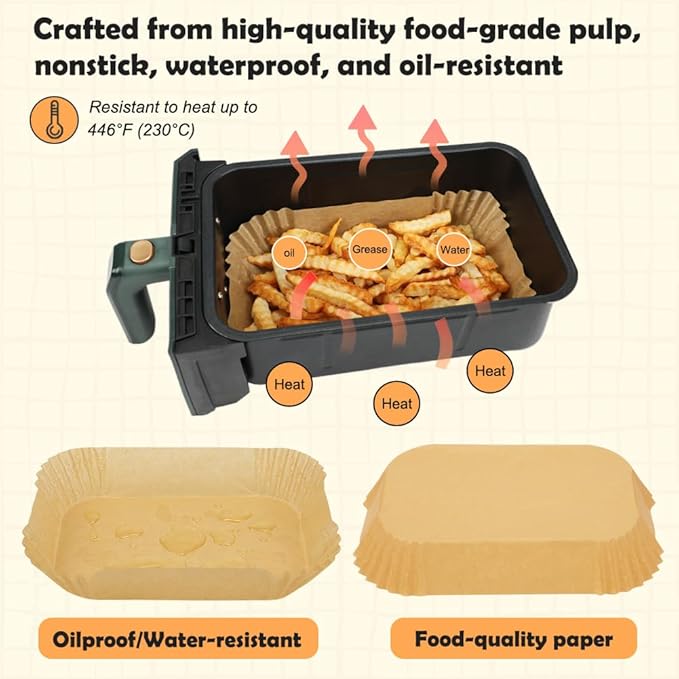 100PCS Dual Air Fryer Paper Liners & 3pcs Stackable Air Fryer Rack for Ninja Double Airfryer, Rectangle Air Fryer Parchment Paper for Ninja DZ201/DZ401/DZ550/SL401 & More, Ninja Airfryer Accessories