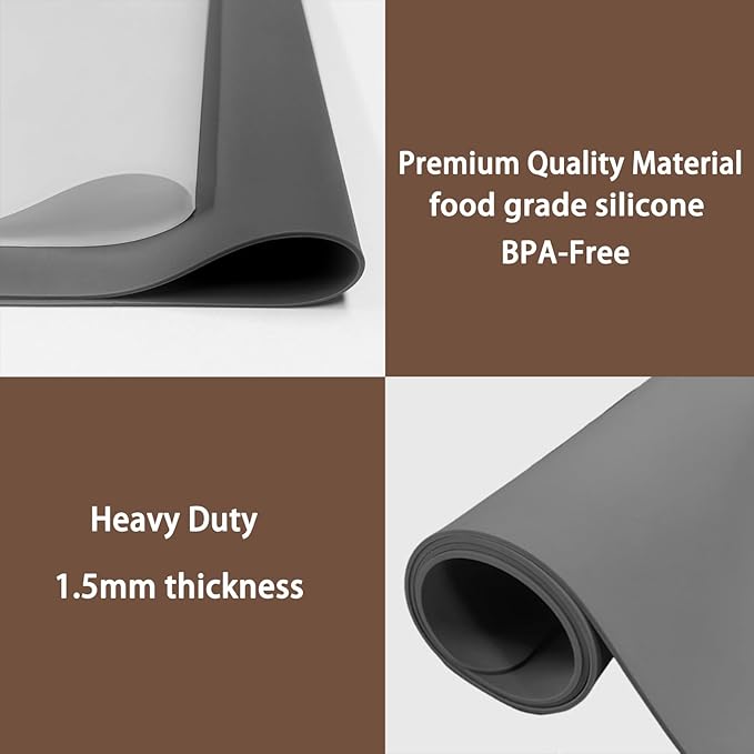35.4''x23.6''(90cmx60cm) Extra Large Silicone Mat for Kitchen Counter, 1.4MM Thick Non-Slip Heat Resistant Countertop Protector, Waterproof Kitchen Mat for Countertops, Islands (Semitransparent)