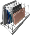Pull Out Cookie Sheet Organizer for Cabinet, Pan and Pot Rack, Cutting Board Organizer Rack, Baking Tray Organizer for Cabinet, Adjustable Divider Width, 11" W x 22" D x 11.8" H, Chrome