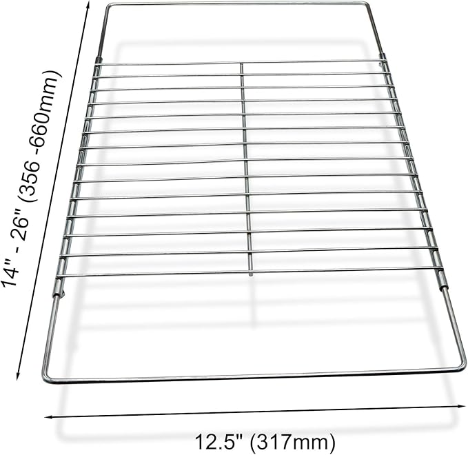2Pack Adjustable Extendable Oven Rack, Wire Racks, Universal Telescopic Oven Cooker Shelf Rack For Whirlpool Frigidaire GE Kenmore Ovens. Adjusts from 14.5 Inches - 25.5 Inches Wide.