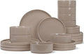 Famiware Nebula Plates and Bowls Sets, Dinnerware Sets, Dishes Set for 8, 8-Set(24pcs), Cinnamon Brown