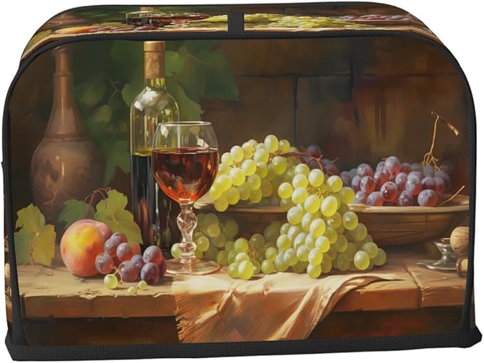 Red Wine Grapes Modern Toaster Cover 4 Slice Dust and Fingerprint Protection Toaster Bread Maker Covers Washable Kitchen Small Appliance Covers for Kitchen Accessories Decor Bakeware Women Gift
