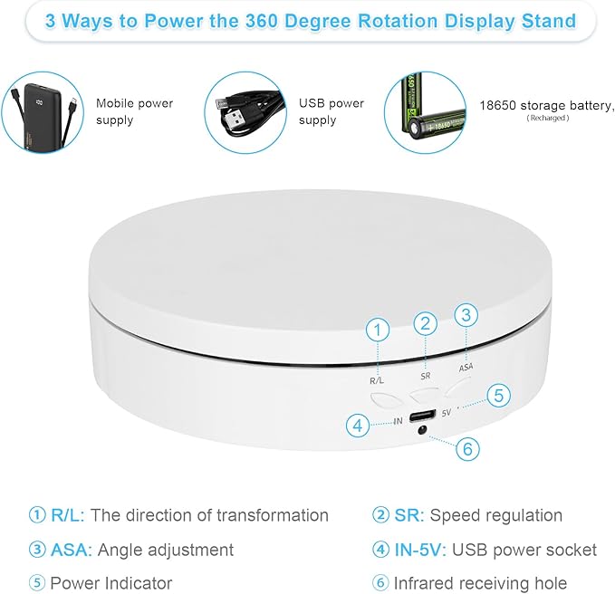 Remote Motorized Rotating Display Stand, Electric Rotating Platform with 5.74/7.08/8.66in Replacement Covers, 3 in 1 Turntable with Rechargeable Battery for Live Streaming Video Shoot Photography