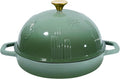 Flavehc Bread Oven Cast Iron Bread Dutch Oven with Cloche Lid for Bread Baking Green Enameled Cast Iron Bread Oven with Dome Lid for Sourdough, 9.8 Inches