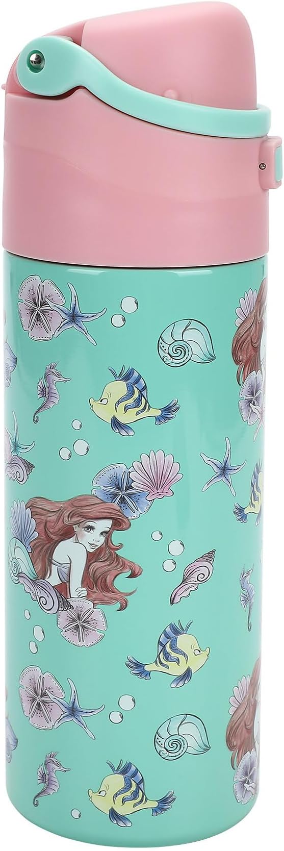Bioworld The Little Mermaid Ariel & Flounder All-Over Print 24 Oz Stainless Steel Water Bottle