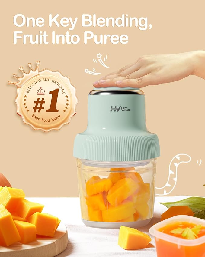 Baby Food Maker, HEYVALUE 13-in-1 Larger Baby Food Processor Set, Fruit, Vegatable, Meat, Glass Puree Blender, Food Freezer Tray, Silicone Spoons, Spatula,20 OZ(Green)