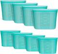 Bundle of 4 Pack 100% Silicone Reusable Food Storage Bags 33.8oz Aqua + 4 Pack 100% Silicone Reusable Food Storage Bags 16oz Aqua