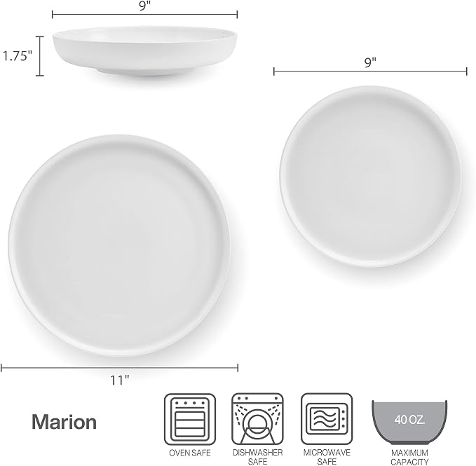 Mikasa Marion Chip Resistant 12 Piece Dinnerware Set, Service for 4
