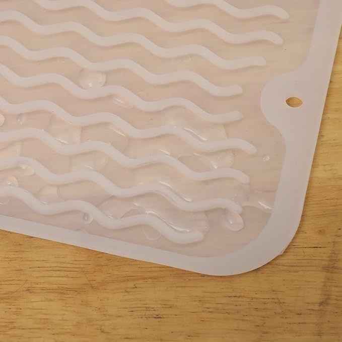 MicoYang Silicone Dish Drying Mat for Multiple Usage,Easy clean,Eco-friendly,Heat-resistant Silicone Mat for Kitchen Counter or Sink,Refrigerator or Drawer Liner Translucent S 12 inches x 6 inches