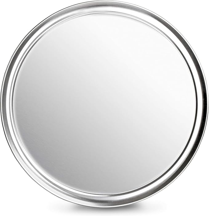New Star Foodservice Restaurant-Grade Aluminum Pizza Pan/Tray with Wide Rim, 16 Inch, Pack of 6