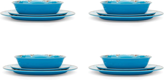 Fox Run Melamine Dinnerware Set, Dark Blue, 12 Piece