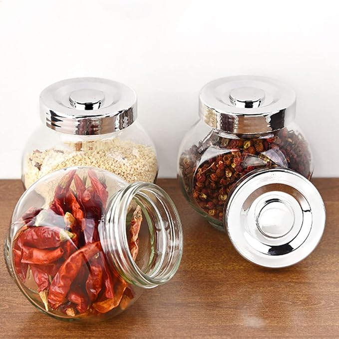 COLLBATH 8pcs Glass Jar Meal Prep Containers Canning Jars Lids Sealed Cans for Home Kitchen