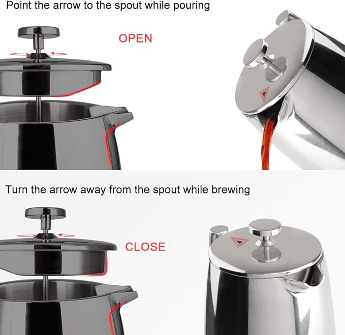 Secura Electric Coffee Grinder with 2 Removable Bowls and French Press 50-Ounce, Stainless Steel Coffee Press