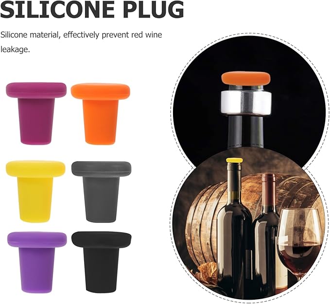 ULTECHNOVO 24pcs Silicone Wine Stoppers Reusable Beverage Bottle Sealers for Wine Beer and More Airtight Food-grade Silicone Deep