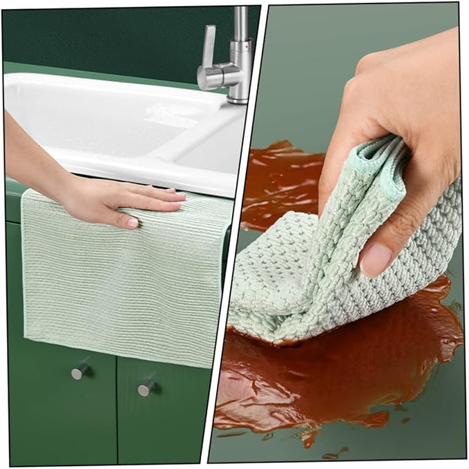 PartyKindom 150pcs Kitchen Dishcloths Highly Absorbent Practical Cleaning Cloths for Household Use and Material Green for Washing Dishes and Kitchen Cleaning