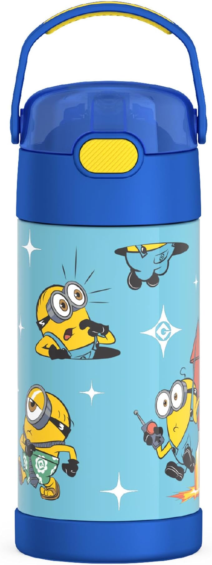 THERMOS FUNTAINER Water Bottle with Straw - 12 Ounce - Kids Stainless Steel Vacuum Insulated Water Bottle with Lid, Minions