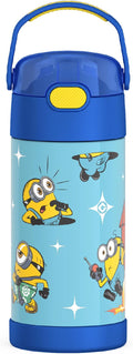 THERMOS FUNTAINER Water Bottle with Straw - 12 Ounce - Kids Stainless Steel Vacuum Insulated Water Bottle with Lid, Minions