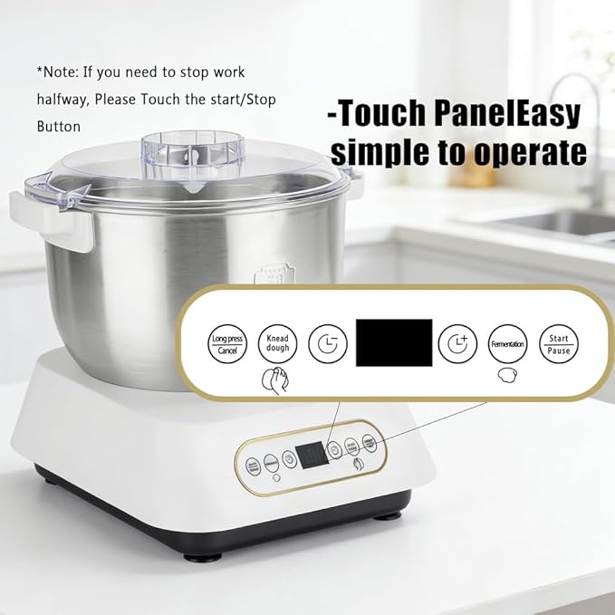 Electric Dough Maker with Ferment Function, 304 Stainless Steel Bowl, 7L Large Capacity White Dough Mixer, for Bread, Pizza, Dumplings, Noodles, Low Noise
