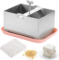 Tofu Presser, Vegan Tofu Presser for Firm Or Extra Firm Tofu, with Gauze & Drip Tray, Tofu Making Tool Kit, 304 Stainless Steel Tofu Press