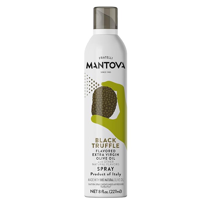 Mantova Extra Virgin Olive Oil Spray Truffle Flavored 8 oz. Spray Bottle - Manage Oil Amount - Great For Salads & Cooking