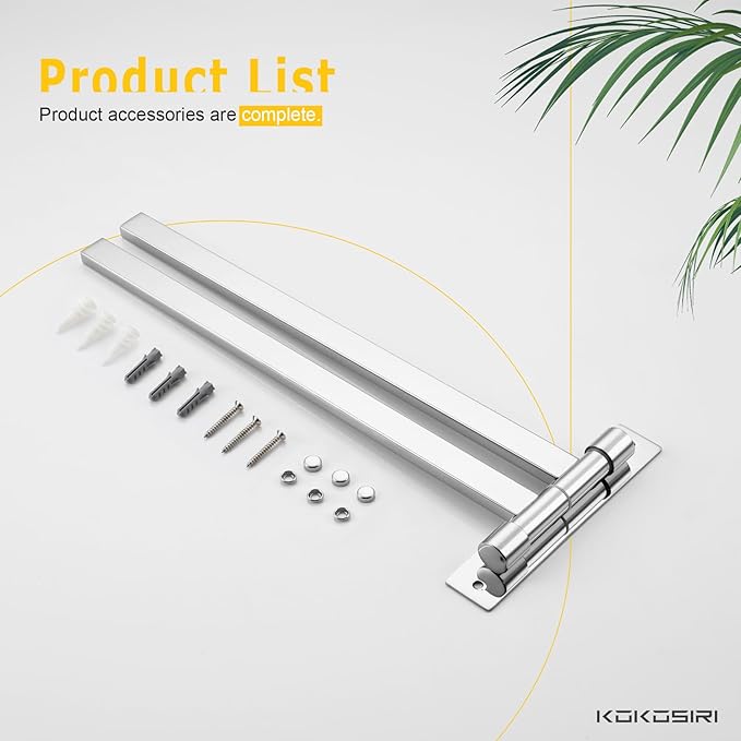 KOKOSIRI Swivel Towel Bars Swing Out Hand Towel Holder 2-Arm for Bathroom Kitchen Toilet Wall Mounted Chrome Stainless Steel B5007CH-A2