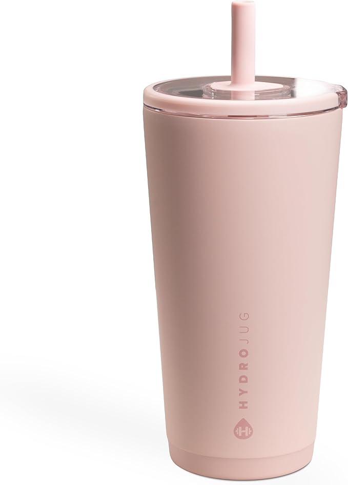 HydroJug Everyday Tumbler 20 oz, Ceramic-Lined Straw Cup, Dusty Rose
