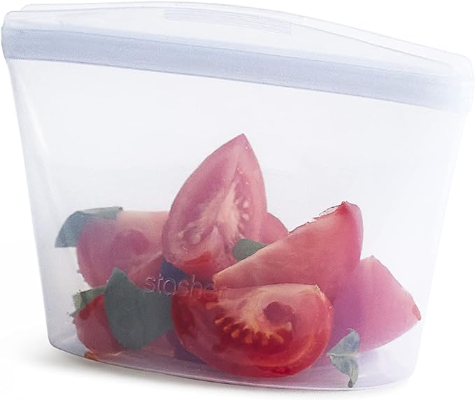 Stasher Silicone Reusable Storage Bag, 2-Cup Bowl, Reusable Freezer Bags, Microwave, Dishwasher, Oven Safe, Sous Vide, Premium Lunch Container, Eco Friendly, Food-safe Silicone Snack Bag, 16 oz, Clear | Reusable Food Bag