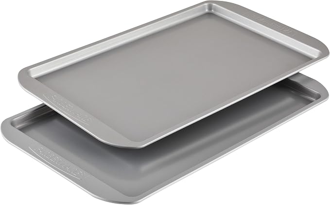 Farberware Nonstick Bakeware 11-Inch x 17-Inch Cookie Sheet Pan Set, 2-Piece, Gray