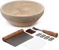 Kook Banneton Bread Proofing Set, Artisan Sourdough Bread Making Kit, 9 Inch Handwoven, Rattan Basket and Liner, Metal & Plastic Dough Scrapers, Scoring Lame & Case, 4 Extra Blades, Round