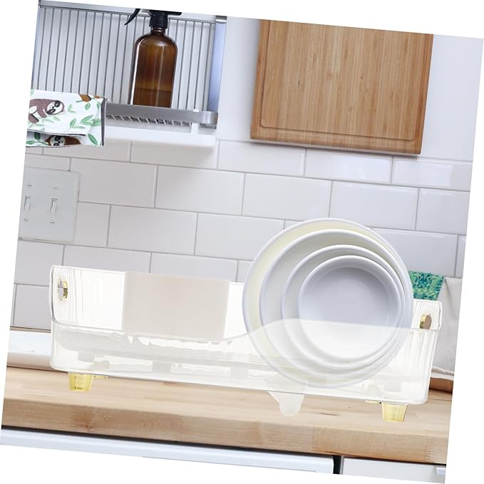 Homoyoyo Dish Drying Rack Over Sink Eco-Friendly Plastic Kitchen Dish Drainer with Vegetable and Flatware Holder for Countertop Organization