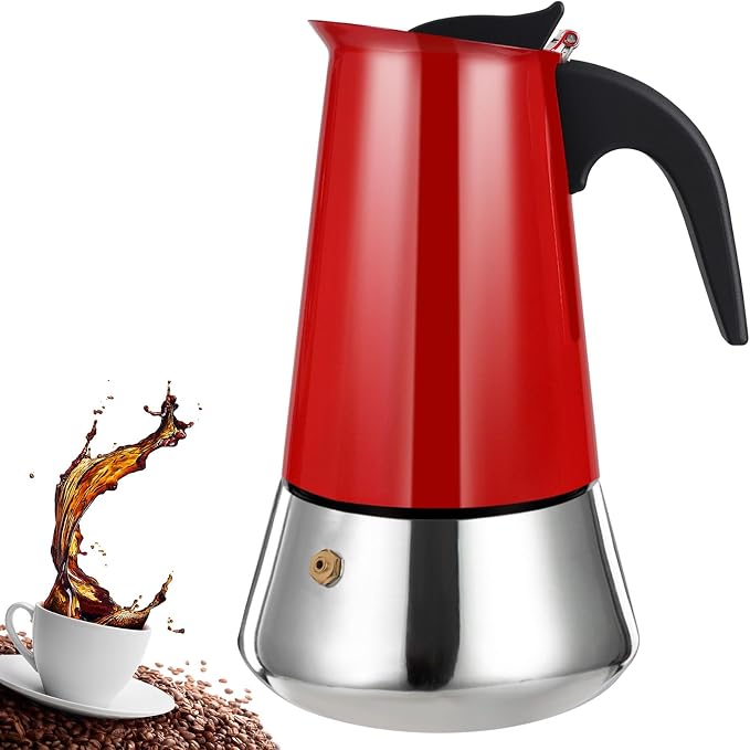 9 Cup Stovetop Espresso Maker Stainless Steel Moka Pot Stove Top Percolator Italian Coffee Makers Capable Mocha Greca Machine Cafe Classic Induction Cookers for Home and Camping 450ml 15oz