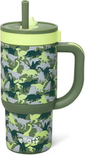 Ello Oasis 14oz Stainless Steel Toddler Tumbler with Handle & Retracting Straw, 100% Leakproof, Double-Wall Vacuum Insulated, Kids Water Bottle for School, BPA Free, Dishwasher Safe, Dinos