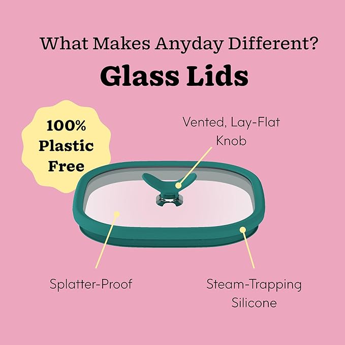 Anyday 2 Pack 2.5 Cup Microwavable Glass Lunch Containers With Glass Lids, Microwave Safe Lunch Bowls with Lids for Work, Food Storage, Bento Box Meal Prep Container
