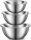 DUTZUN Stainless Steel Bowls, Metal Mixing Bowl Set of 3 (1.1, 1.6, 3.0 QT), Dishwasher Safe