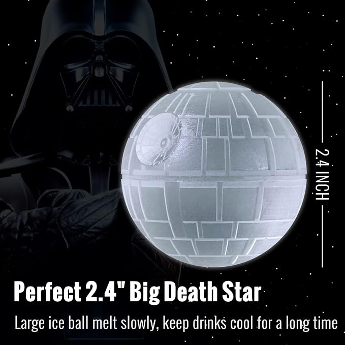 Whiskey Ice Ball Mold Death Star Ice Cube Mold,Great Star Wars Gifts for Men (4 Packs+1 Bottle Opener+Tray)