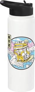 Surfing Banana Milk Carton Japan Wave Kawaii Vaporwave Anime Stainless Steel Insulated Water Bottle