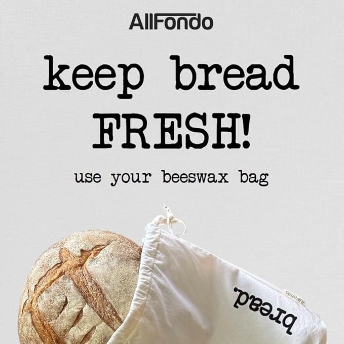 XXL Reusable Sourdough Bread Bag | Beeswax Bags for Homemade Bread | Cotton Beeswax Lined bags for Sourdough | Storage Accessories | White (2 Layers)