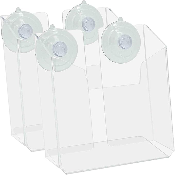 Marketing Holders 2 Pack Suction Cup Brochure Holder for 4" Wide Postcards Clear Acrylic Glass Wall or Window Mount Literature Display for Reception Areas Schools and Libraries
