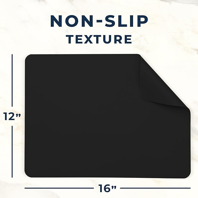 GASARÉ, Extra Large, Thick, Silicone Mat for Kitchen Counter, Heat Resistant Mat, Countertop Protector, Non-Slip, Easy to Clean, Cuttable, 16 x 12 Inches, Black