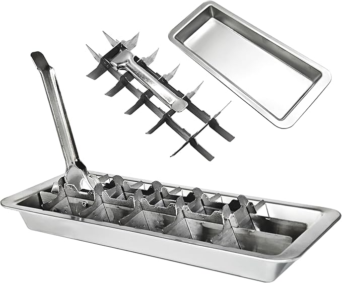 Stainless Steel Ice Cube Tray with 18 Slots, Metal Ice Cube Maker with Removable Trays, Easy Release Handle & Level, Dishwasher Safe for Bars, Kitchens & Frozen Foods