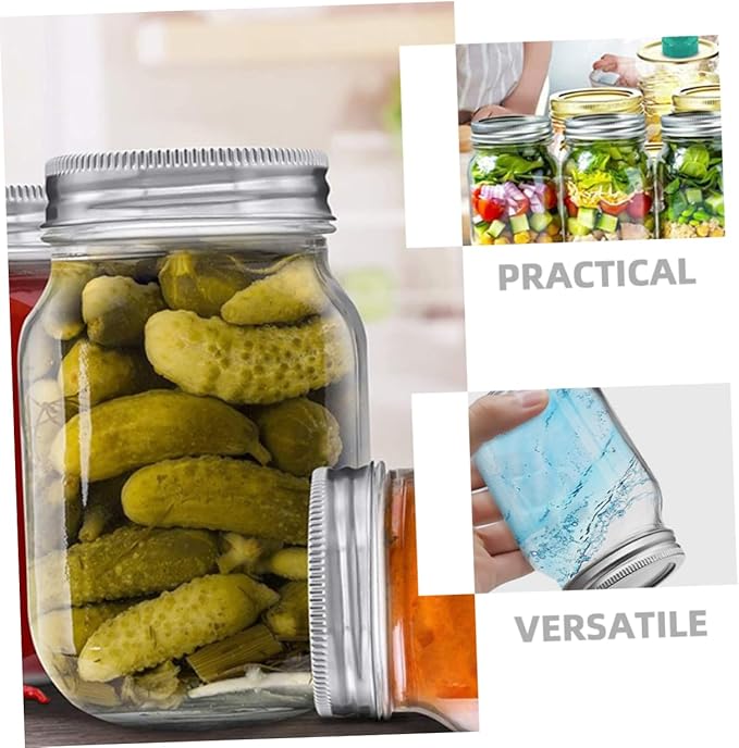 Veemoon 6pcs Jars Airtight Lids Wide Mouth Storage Containers for Fruit Jelly Meal Prep and Preserving Canning Jars for Kitchen Use