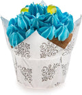 Restaurantware Panificio 1.2 Ounce Baking Cups 200 Tulip Cupcake Liners - Oven-Ready Freezable Black And White Paper Muffin Cases Disposable Vintage Floral For Wedding Parties Baby Showers