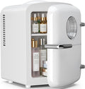 Antarctic Star Compact Mini Fridge, 4L Capacity/6 Cans Portable Cooler and Warmer Compact Refrigerator, for Bedroom,Car,Office and Dorm, Small Cooler and Warmer for Cosmetics, Beverage and Food, White