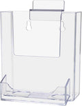 Marketing Holders 12 Pack SlatWall Brochure Holder 4" W Pocket Trifold Retail Display with Attached 3.5" x 2" Business Card Slot Take One Literature Pamphlet Organizer Clear Acrylic