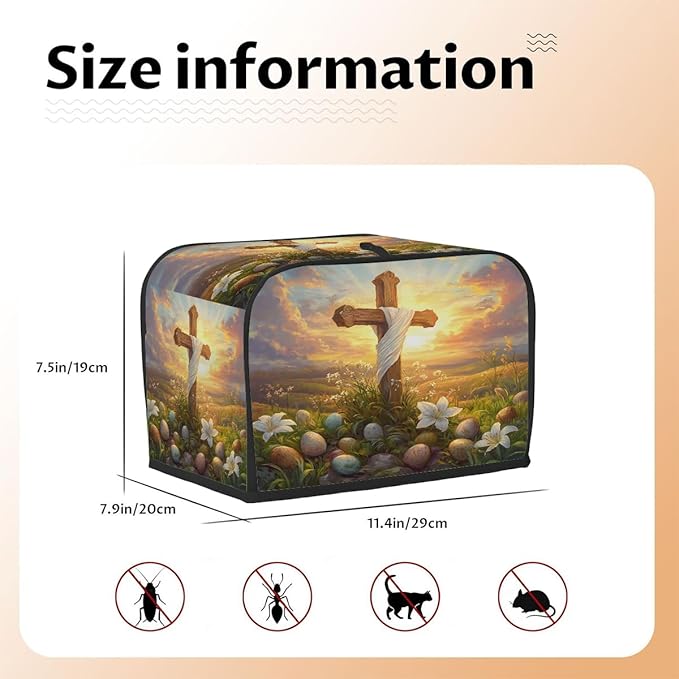 Easter Eggs Art Flower Toaster Cover 2 Slice Dust and Fingerprint Protection Toaster Bread Maker Covers Washable Kitchen Small Appliance Covers for Kitchen Accessories Decor Bakeware Women Gift