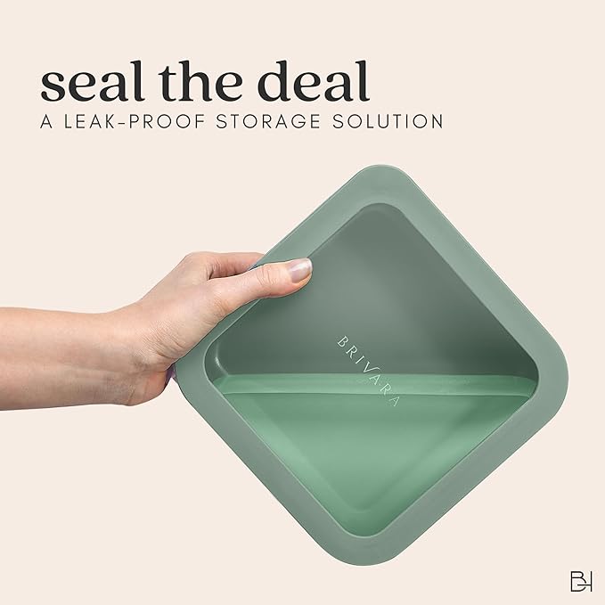 Ceramic Coated Glass Food Storage Container | No PTFE, PFOA, PFAS, and BPA | Reusable Non Toxic Meal Prep Container with Glass Lid | Easy To Store | 2.5 Cup Square [Willow]
