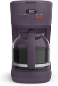 bella 12 Cup Programmable Coffee Maker, Reusable Dishwasher Safe Accessories, Easy LCD display, Auto Shutoff, 900 watt, Plum